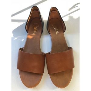 brown and black Candies flat sandals